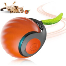 Smart Self Rolling Ball Interactive Cat Toys USB Rechargeable Cat Ball Two Speed Adjustment(Orange)