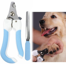 Stainless steel cat and dog nail clippers and file set (two pieces), size L (blue).