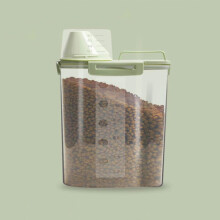 Cubo de almacenamiento de comida para mascotas de 1,5 L con 4 cierres a presión, a prueba de humedad (verde matcha).