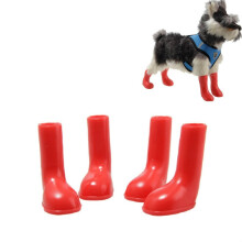 4-piece set of waterproof and non-slip pet rain boots for dogs, size M (red)