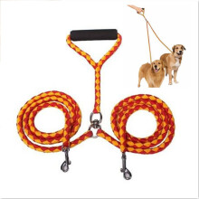 Guinzaglio per cani a doppia catena, anti-groviglio, lunghezza: 1,4 m (rosso e giallo)