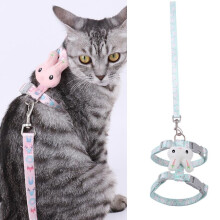 Katzenleine mit Hasenkopf-Design, bruchsicher, verstellbar, Größe: Klein, geeignet für Katzen bis 3 kg (Grün)