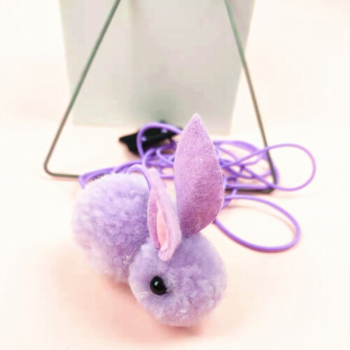 Retractable cat toy for hanging on doors (purple rabbit)