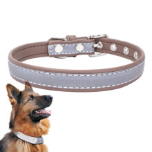 Collar reflectante suave para mascotas CL181K, Talla: XS (Marrón claro, sin placa metálica)