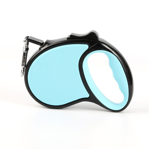Portable dog leash, large size, 5m (light blue), with automatic retractable leash.