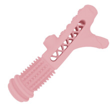 Hollowed-out tree branch shaped dog teething toy, durable and chewable (light pink)
