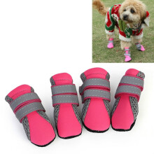 4 pieces/set. Pet shoes, dog shoes, walking shoes, small dog pet supplies. Size: M (pink).