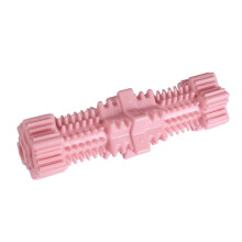 Dog chew toy, hexagonal teething stick, pet toothbrush (light pink)