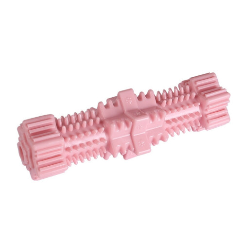 Dog chew toy, hexagonal teething stick, pet toothbrush (light pink)