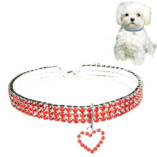 Collare elastico a forma di cuore per cani e gatti, taglia L (rosso).