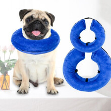 Collar inflable de PVC para perros, collar antitirones para mascotas, talla L (azul).