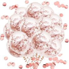 10 Pcs Rose Gold Confetti Latex Balloons, 12 Inch Party Balloons for Bridal Shower Wedding Birthday Engagement Decoration