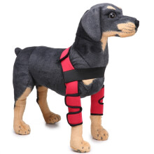 Pet leg and knee protectors for dogs, surgical wound protection sleeves, size: L (classic style (red))