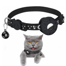 Custodia in silicone riflettente con stelle e luna per AirTag 2a generazione / AirTag 1a generazione, per collare di cani e gatti, con