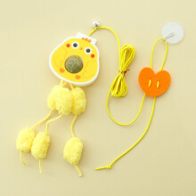 Hanging Swing Pet Toy Elastic Feather Cat Teaser Stick(Little Yellow Chicken)