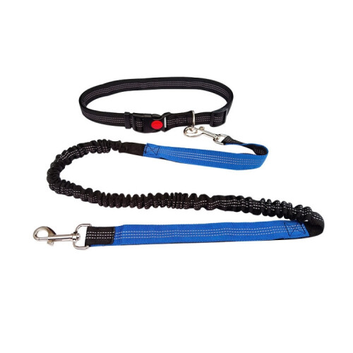 Multi-functional dog leash for running and exercise (black + blue)