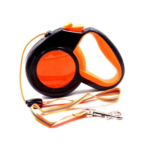 8-meter automatic retractable pet leash, reflective nighttime dog walking leash (orange)
