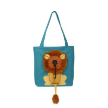 Canvas uitbreidbare kattentas in de vorm van een leeuw, kleine hondenhandtas, maat: klein (meerblauw)