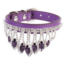 Collare per animali domestici con strass per cani e gatti, taglia S (viola)