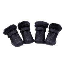 4-piece set of thickened cotton-padded shoes for dogs, warm and non-slip, size 3 (black).