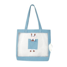 Grote handzame, ademende kattentas van canvas met open constructie, draagbare huisdierentas voor buiten (blauw)