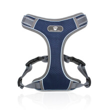 Laisse pour animaux de compagnie BL-852, sangle de cou et de poitrine en maille respirante pour chien, taille L (bleu foncé)