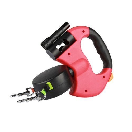 Medium to large dog leash with LED light for nighttime outings (red)