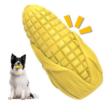 Corn Shaped Bacon Scented Pet Chewable Teething Stick Dog Sounding Toy(Yellow)