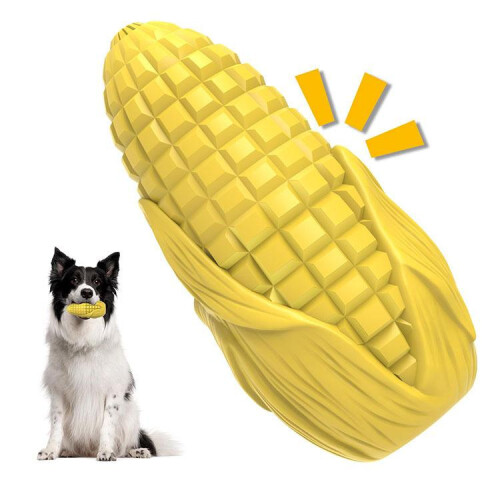 Corn Shaped Bacon Scented Pet Chewable Teething Stick Dog Sounding Toy(Yellow)