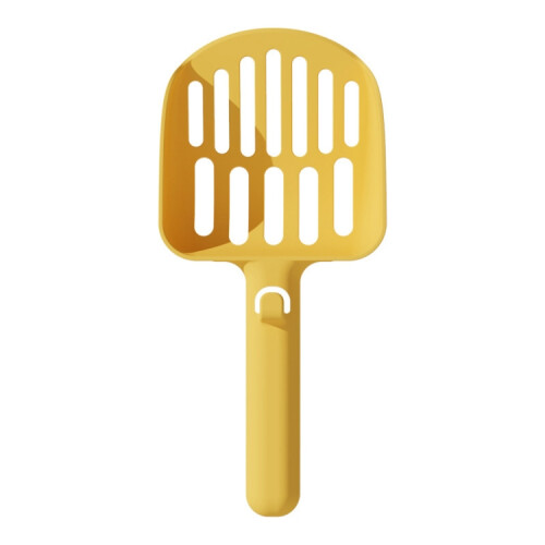 Long-handled, hook-on, large-hole cat litter scoop (yellow)