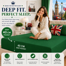 (Emerald Green, Super King) Fitted Sheet 40cm Extra Deep Single Double King Size Bed Sheets UK Soft Microfiber Wrinkle Resistant Easy Care