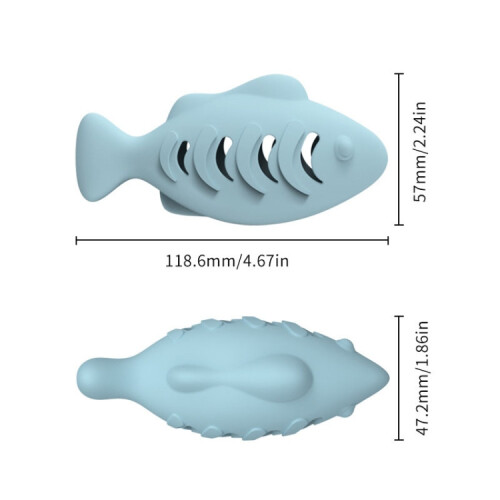 Fish Shape Silicone Cat Toy(Blue) 2