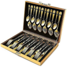 Cutlery Set Golden Compatible with 6 People, 24 Pieces Cutlery Set, Made Of Stainless Steel, Nickel-free, Rust-free, Hand-polished, Compatible