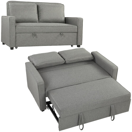 Homcom HOMCOM 2 Seater Sofa Bed Click Clack Pull Out Sofa Bed for Living Room Grey 1
