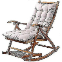 Long Folding Recliner Rocking Chair Cotton Cushion Plush Cushion Bamboo Chair Cushion Wooden Folding Chair High-quality Cushion Gray 1.2 Meters -cdsx