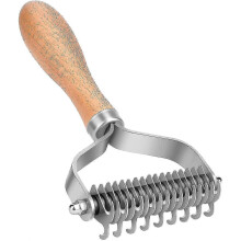 Pet Grooming Brush, 2 Sided Undercoat Rake for Dogs & Cats, Safe Dematting Comb & Deshedding Tool for Matted Hair/tangles Removing, Reduces Shedding