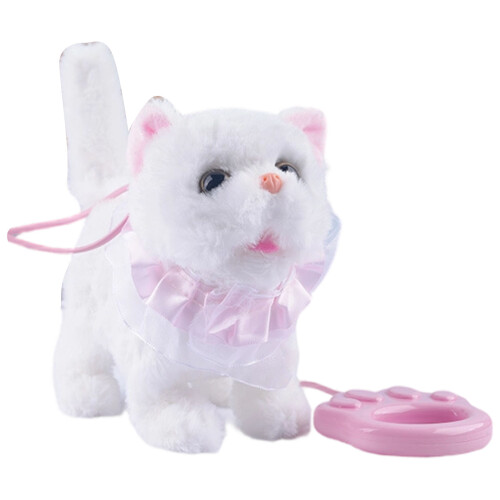 Plush Electronic Pet Cats Toddler Interactive Toy Remote-White