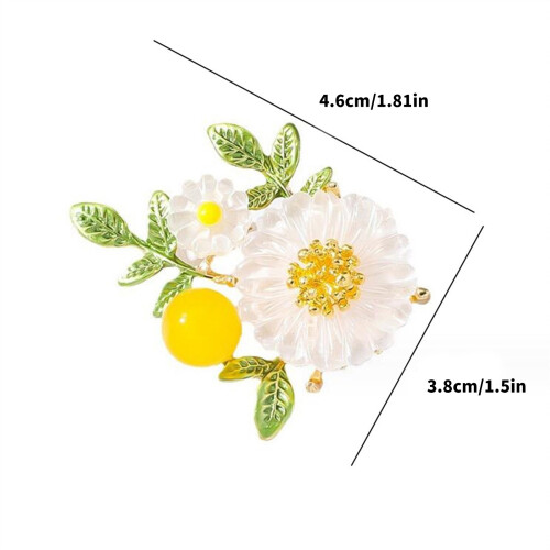 Broche marguerite en perle, alliage vert – 4,6 cm 2