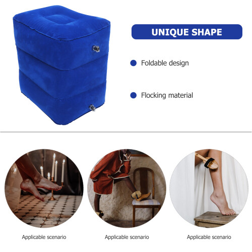 Dark Blue Inflatable Footrest Cushion, Adjustable Height, 1