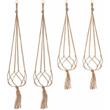 Hanging Basket Hanging Flower Plant Holder with Keyring for Indoor Outdoor Decorations, Set of 4