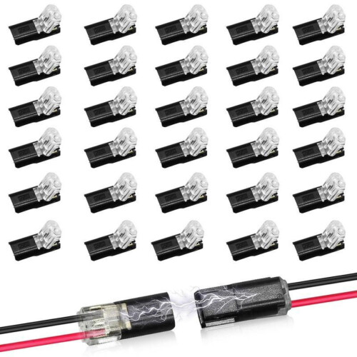 Compatible with 50PCS Double-Wire Plug-in Connector with Locking Buckle,Pluggable Connectors 2 Pin 2 Way Universal Compact Wire Terminal