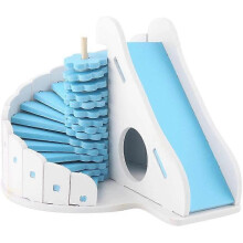 Hamster Hideout House Climbing Ladder Stairs Pet Wooden Game Toys Playground Cages Nest for Mouse Dw