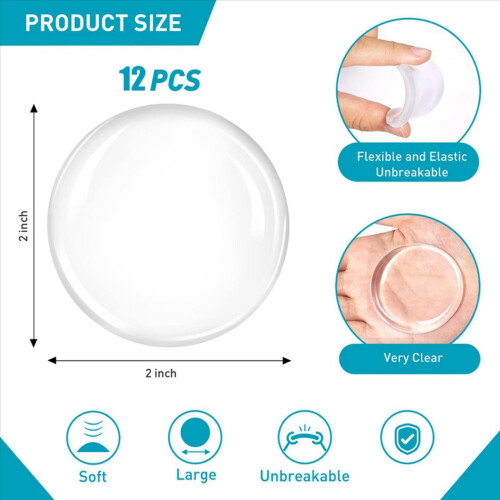 12x Doorstop Wall Protector. 2-inch Clear Doorknob Wall Protector 1