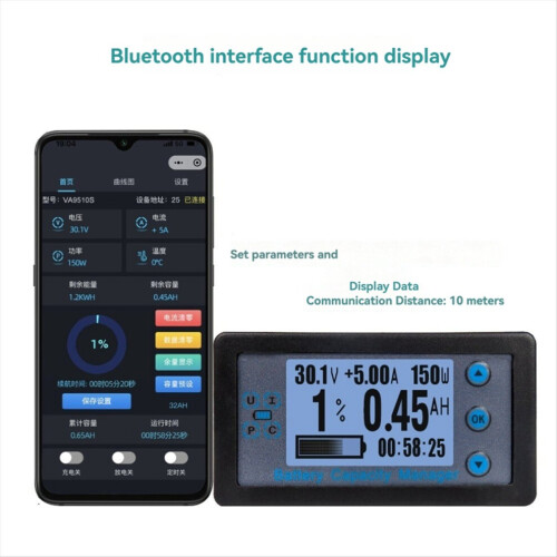 100A Bluetooth Coulometer Batterie Kapazität Tester Amperemeter Voltmeter 2