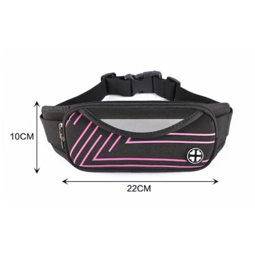 Fanny Pack - Waterproof - Black and Rose Red - Canvas - 22x10cm - Adjustable Belt 1