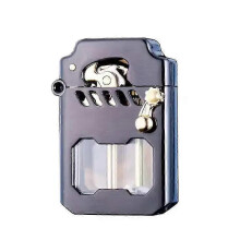 (Silver) Mecha Metal Rocker Lighter(No Fuel),Retro Kerosene Windproof Lighter