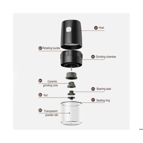 Portable electric coffee grinder, small automatic ceramic conical spice grinder, slow coffee bean grinder with adjustable 2