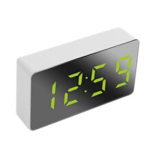 Mini Desk Alarm Clock Digital Mirror LED Temperature USB Bedside Table Travel Clocks for Bedroom Li