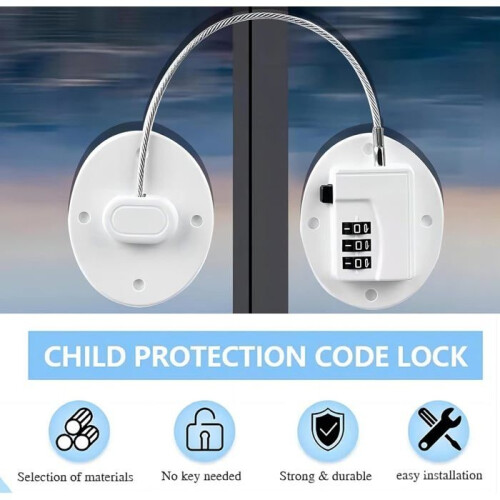No-drill refrigerator lock, adhesive password lock, window security lock, strong adhesive combination lock (white) 1