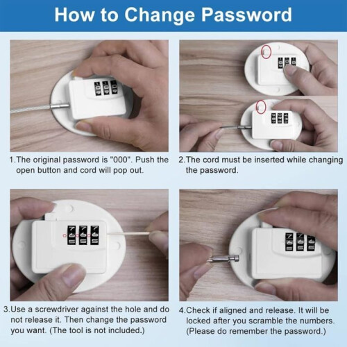 No-drill refrigerator lock, adhesive password lock, window security lock, strong adhesive combination lock (white) 2
